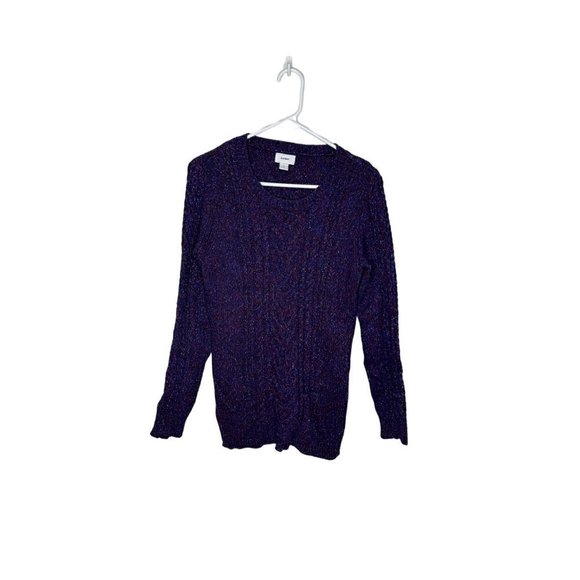 Old Navy Cotton & Acrylic Blend Metallic Knit Sweater Purple Silver M - Picture 1 of 5